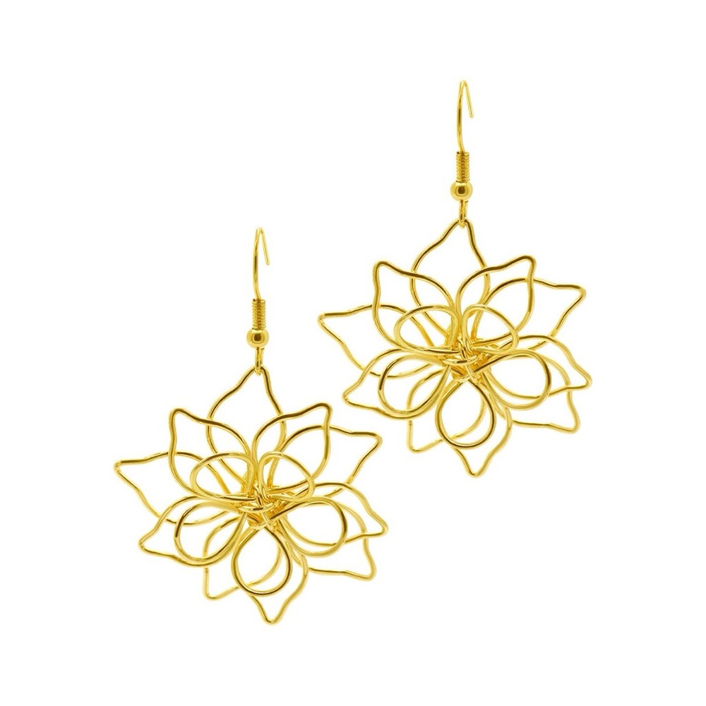 Adornia 14K Plated Wire Flower Drop Earrings - Picture 2 of 7